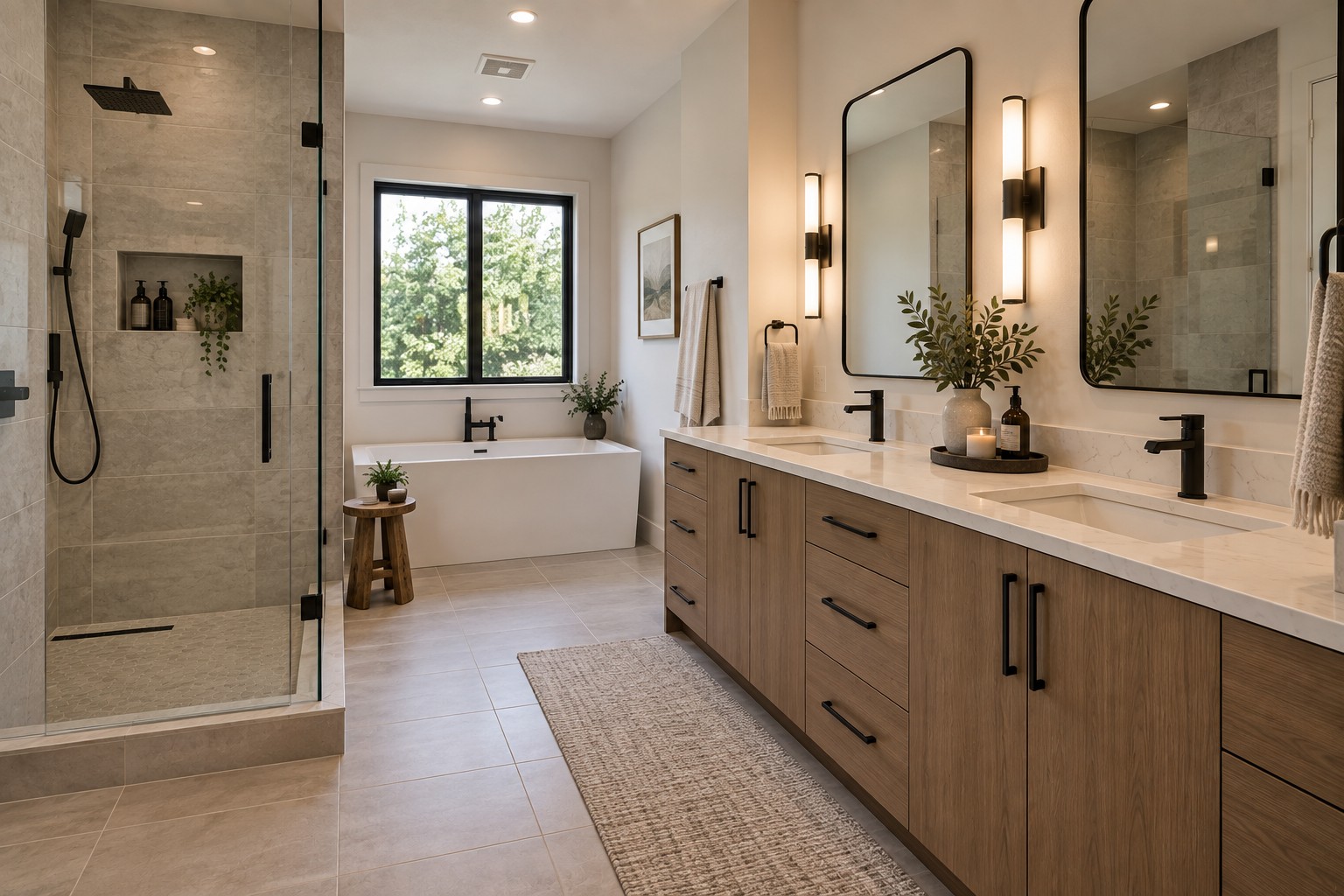 Master bathroom with walk-in tile shower