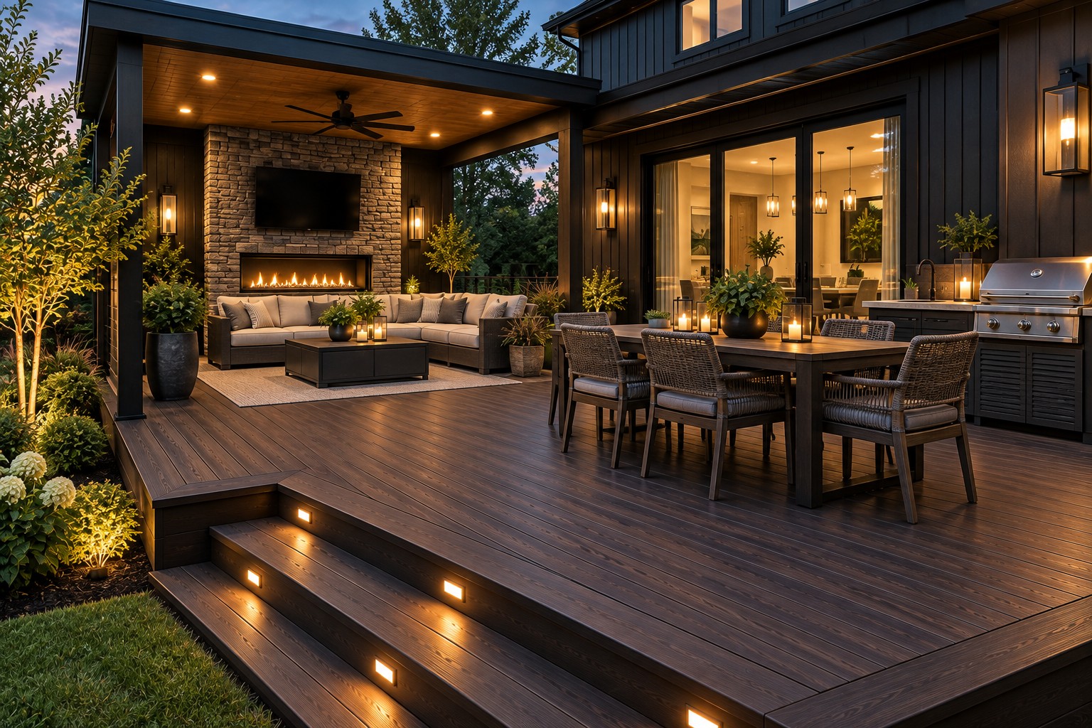 Evening deck and outdoor living space